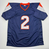 Camiseta de fútbol americano azul de Denver autografiada/firmada por Patrick Surtain II JSA COA #2