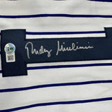 Autographed/Signed Rudy Giuliani New York Pinstripe Baseball Jersey Beckett BAS COA