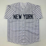 Autographed/Signed Rudy Giuliani New York Pinstripe Baseball Jersey Beckett BAS COA