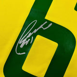 Camiseta de fútbol amarilla de Brasil autografiada/firmada de Roberto Carlos Beckett BAS COA