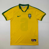 Camiseta de fútbol retro amarilla de Roberto Carlos, Brasil, autografiada y firmada por Beckett BAS COA