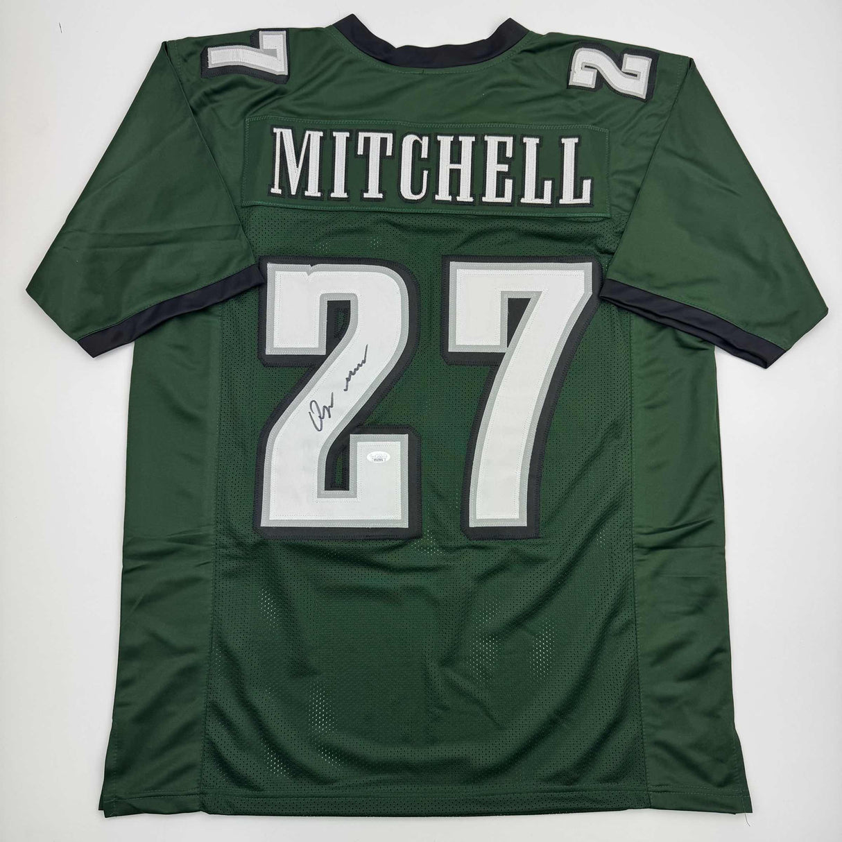 Camiseta de fútbol verde de Filadelfia autografiada/firmada por Quinyon Mitchell JSA COA