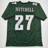 Camiseta de fútbol verde de Filadelfia autografiada/firmada por Quinyon Mitchell JSA COA