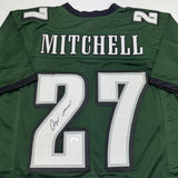Camiseta de fútbol verde de Filadelfia autografiada/firmada por Quinyon Mitchell JSA COA