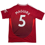Camiseta de fútbol roja del Manchester United autografiada/firmada por Harry Maguire Beckett BAS COA