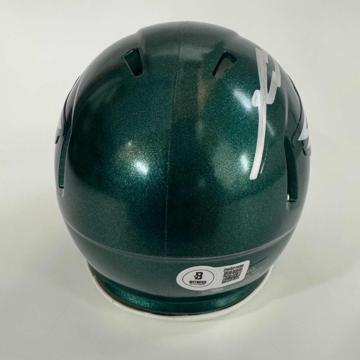 Casco de fútbol americano mini verde autografiado/firmado por Jalen Carter Philadelphia Eagles Beckett BAS COA