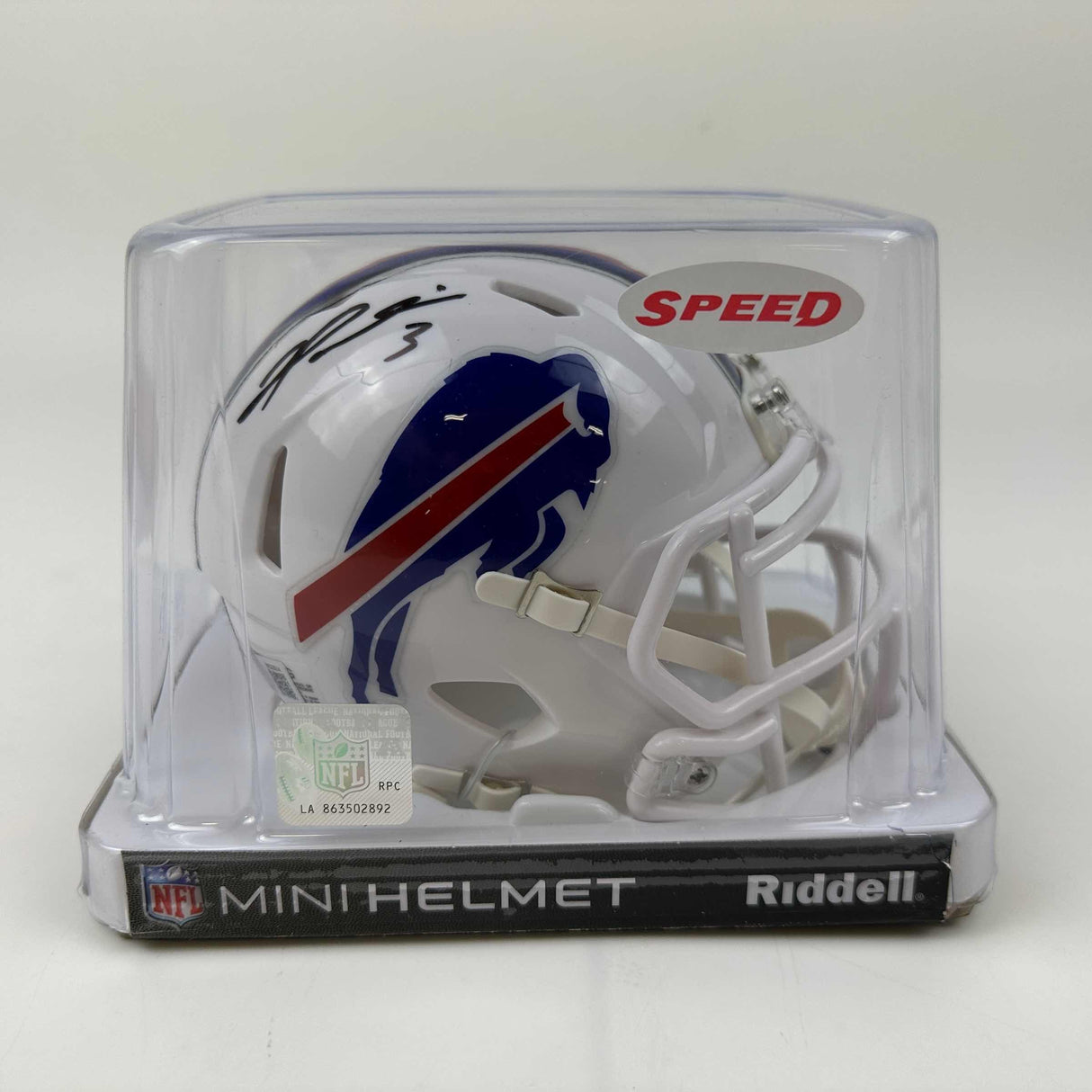 Casco de fútbol americano mini autografiado/firmado por Damar Hamlin Buffalo Bills Beckett BAS COA