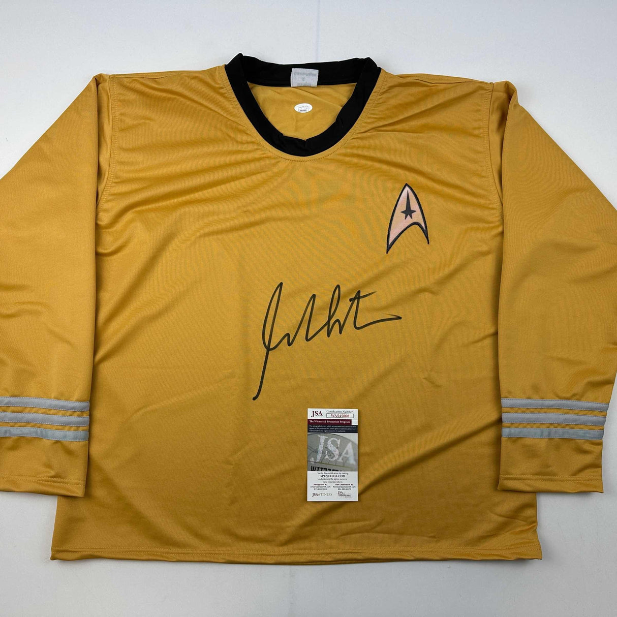 Camiseta/uniforme del Capitán Kirk de Star Trek autografiado/firmado por William Shatner JSA COA