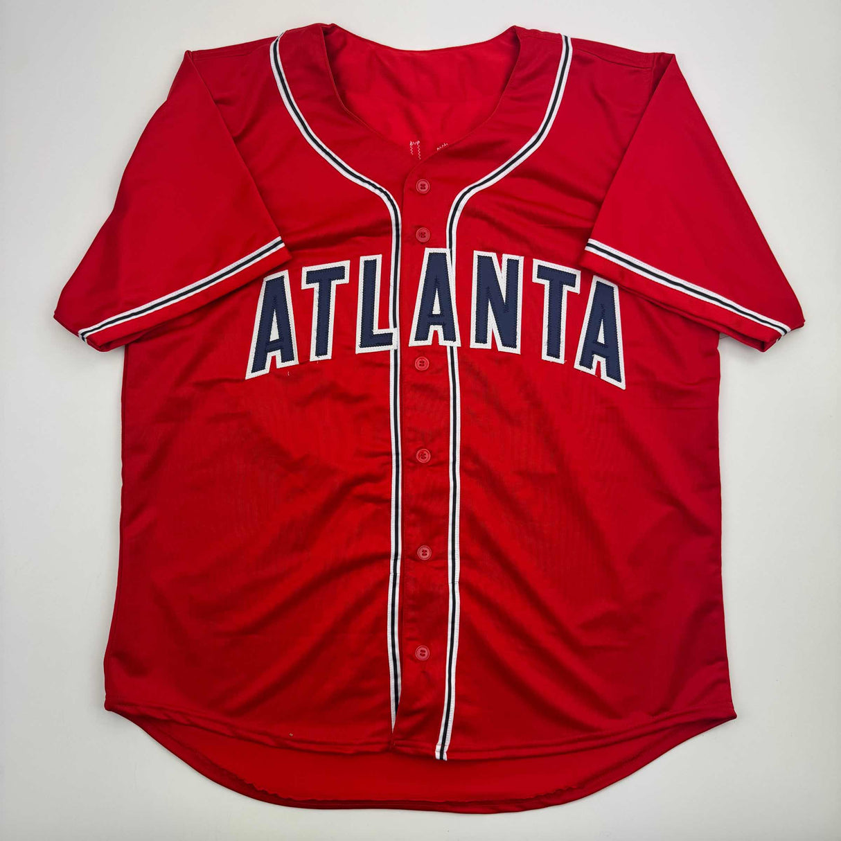 Camiseta de béisbol roja de Atlanta de John Smoltz autografiada/firmada Beckett BAS COA