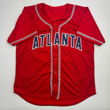 Camiseta de béisbol roja de Atlanta de John Smoltz autografiada/firmada Beckett BAS COA