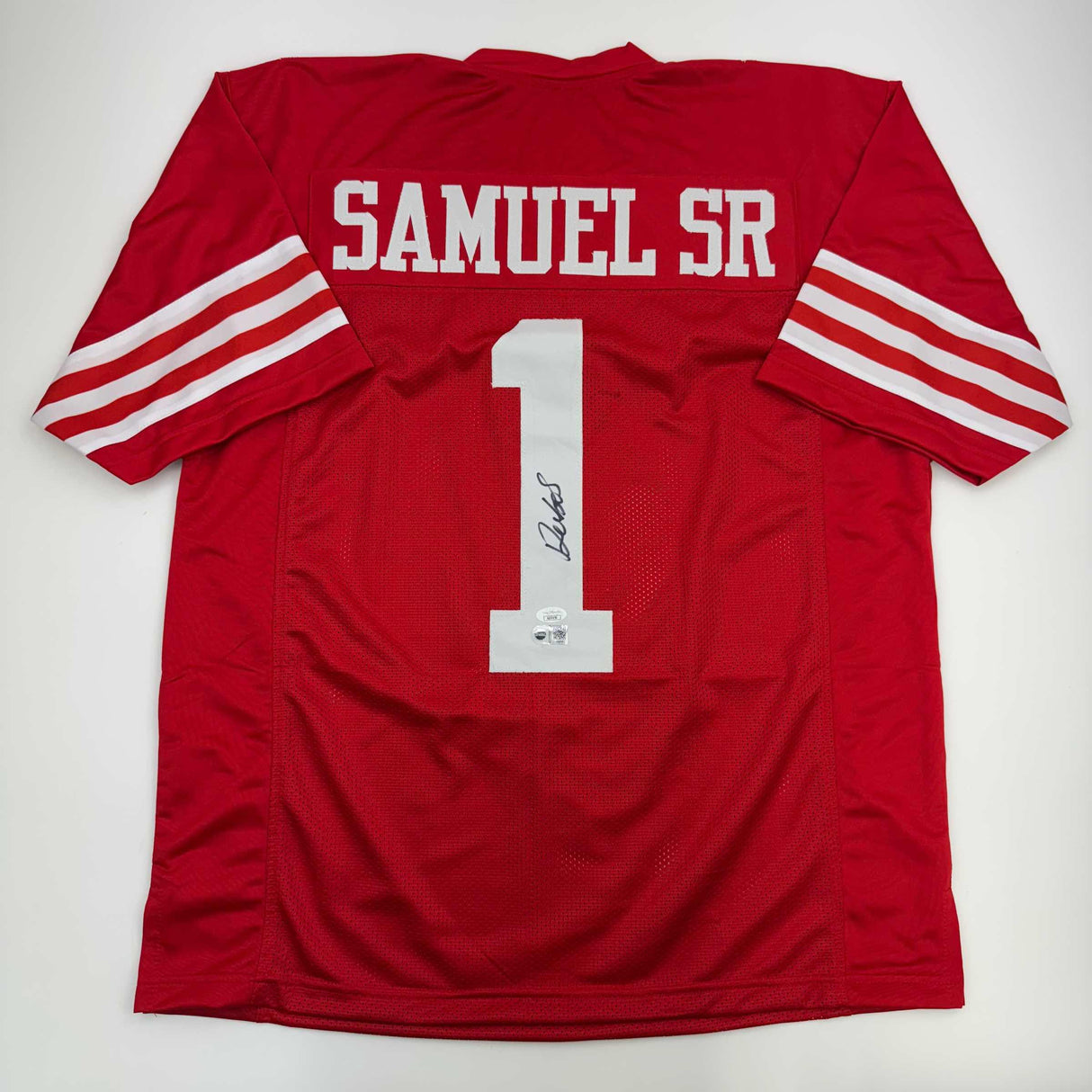 Camiseta de fútbol roja de San Francisco autografiada/firmada por Deebo Samuel (JSA COA)