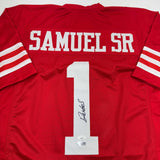 Camiseta de fútbol roja de San Francisco autografiada/firmada por Deebo Samuel (JSA COA)