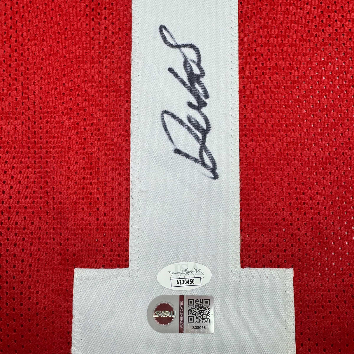 Camiseta de fútbol roja de San Francisco autografiada/firmada por Deebo Samuel (JSA COA)