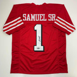 Camiseta de fútbol alternativa roja de San Francisco autografiada/firmada por Deebo Samuel JSA COA