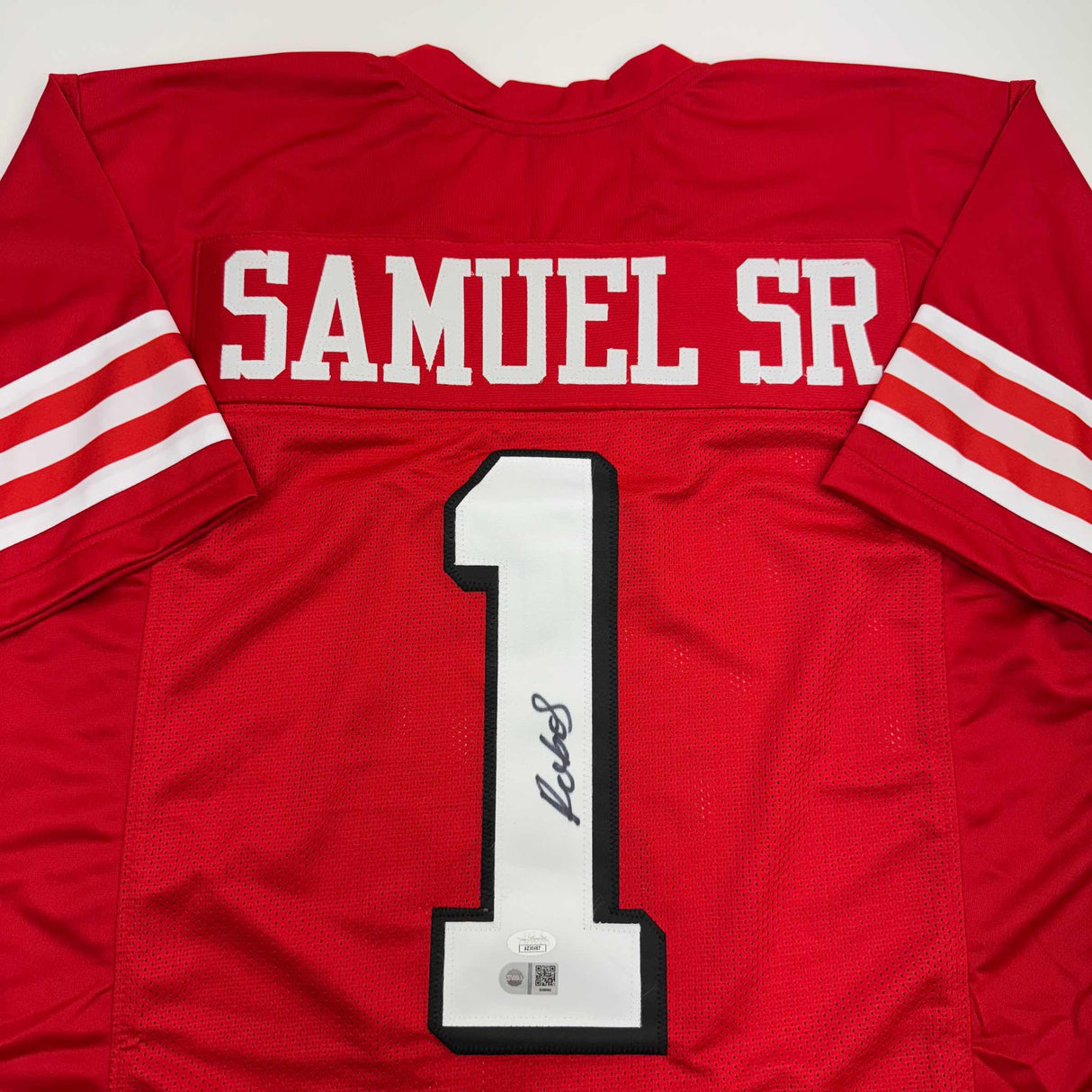 Camiseta de fútbol alternativa roja de San Francisco autografiada/firmada por Deebo Samuel JSA COA