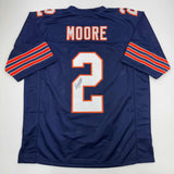 Camiseta de fútbol retro azul de Chicago autografiada/firmada por DJ DJ Moore Beckett JSA COA