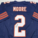 Camiseta de fútbol retro azul de Chicago autografiada/firmada por DJ DJ Moore Beckett JSA COA