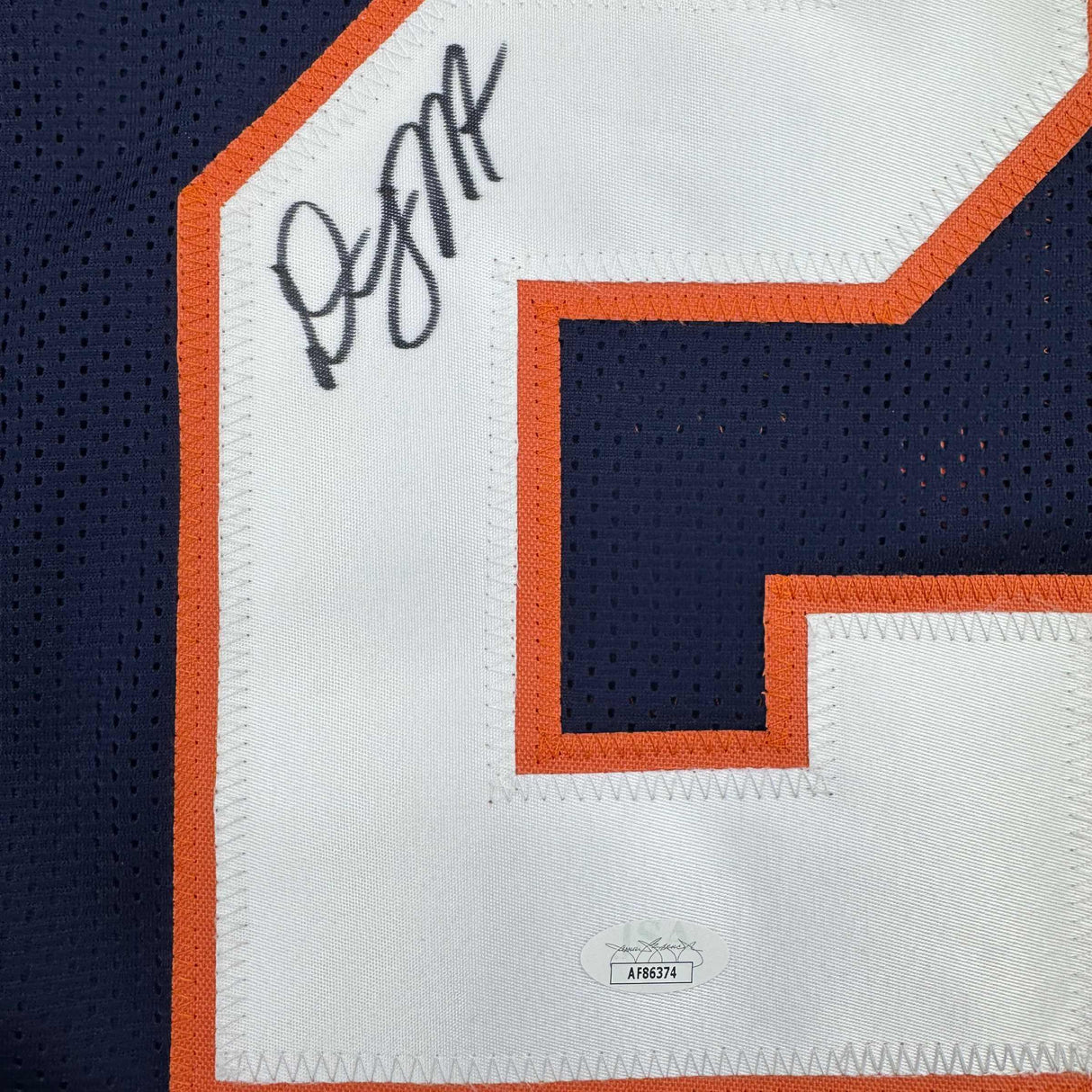 Camiseta de fútbol retro azul de Chicago autografiada/firmada por DJ DJ Moore Beckett JSA COA