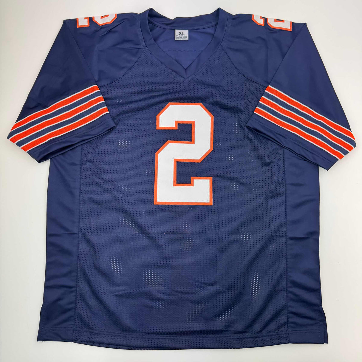Camiseta de fútbol retro azul de Chicago autografiada/firmada por DJ DJ Moore Beckett JSA COA