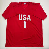 Autographed/Signed Hope Solo Red Soccer Team USA World Cup Jersey JSA COA