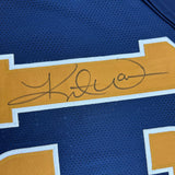 Camiseta de fútbol azul oscuro de St. Louis, autografiada y firmada por Kurt Warner (JSA COA)