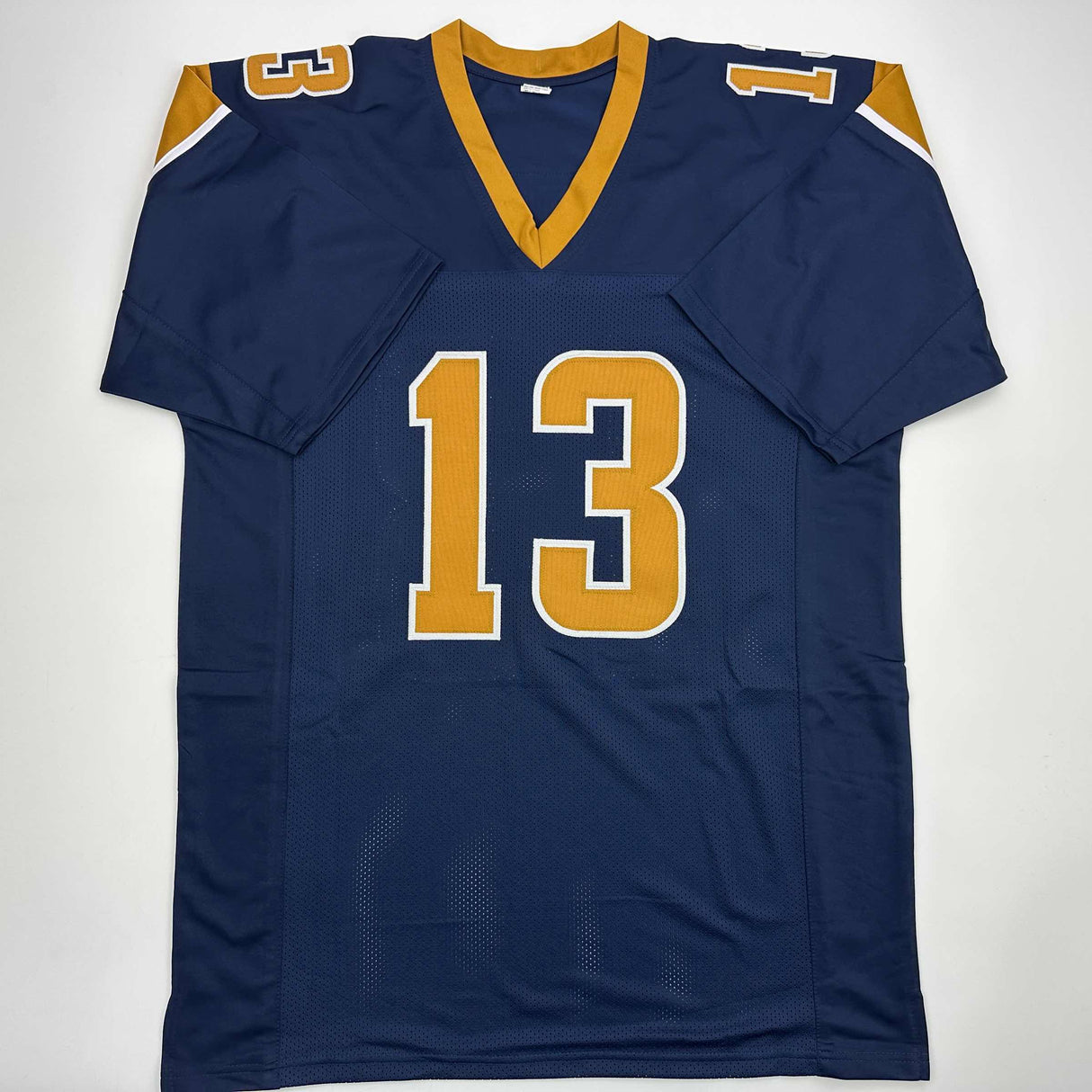 Camiseta de fútbol azul oscuro de St. Louis, autografiada y firmada por Kurt Warner (JSA COA)