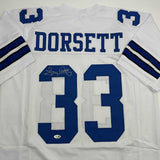 Autographed/Signed Tony Dorsett Dallas White Football Jersey JSA COA