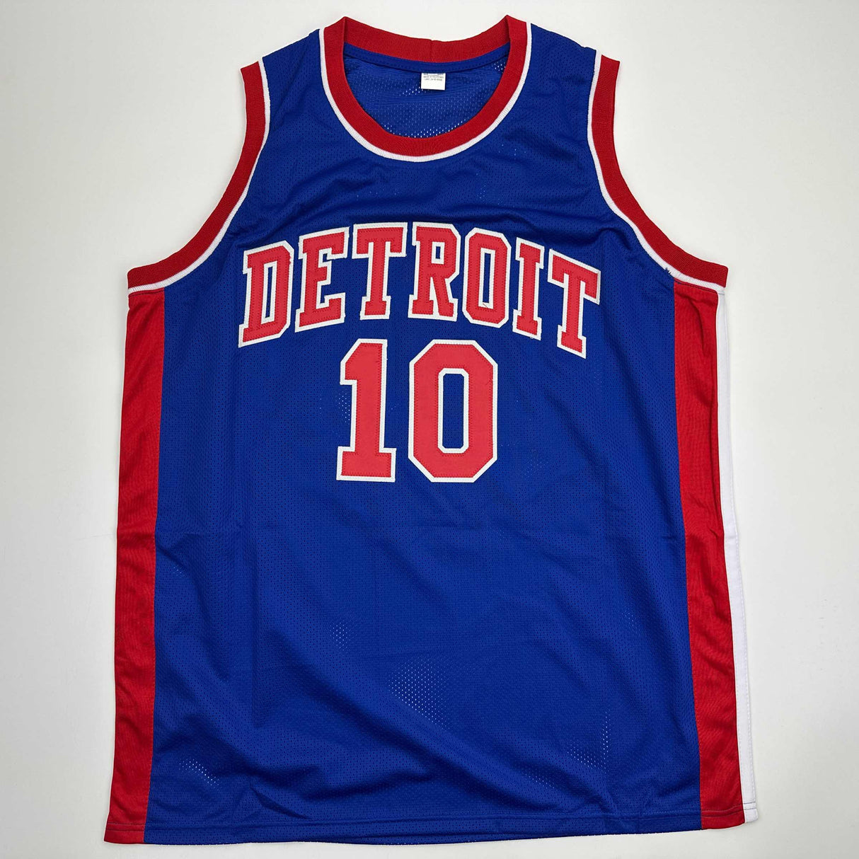 Camiseta de baloncesto azul de Detroit de Dennis Rodman autografiada/firmada Beckett BAS COA