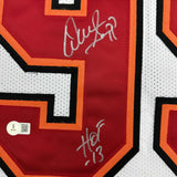 Camiseta de fútbol americano blanca de Tampa Bay autografiada/firmada por Warren Sapp, HOF 13, Beckett BAS COA