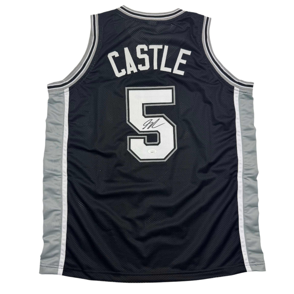 Camiseta de baloncesto negra de San Antonio, autografiada y firmada por Stephon Castle (JSA COA)