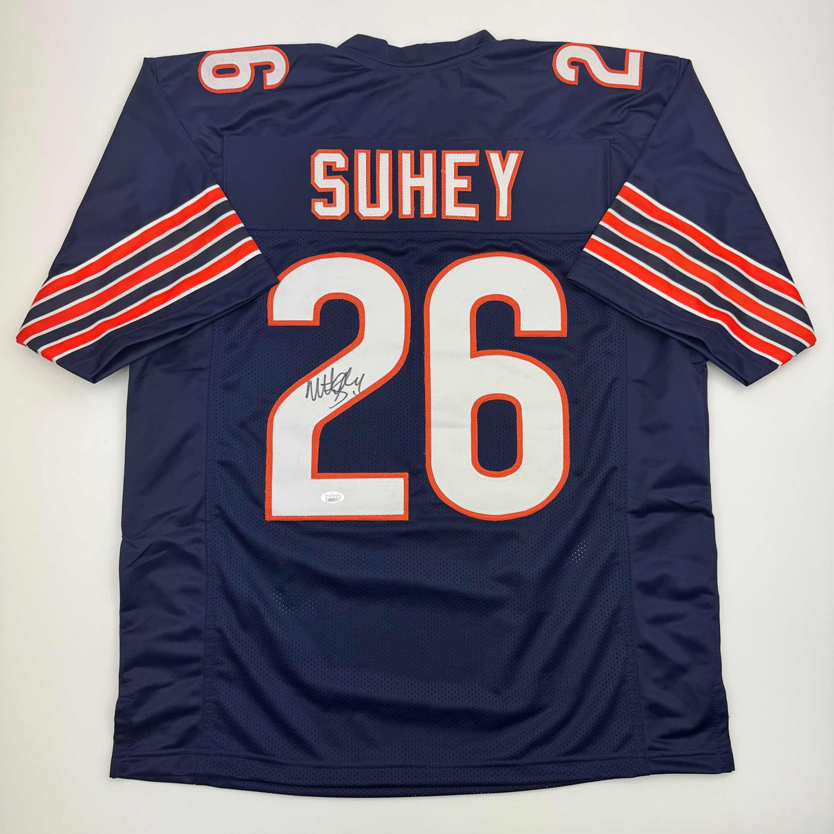 Camiseta de fútbol azul de Chicago autografiada/firmada de Matt Suhey JSA COA