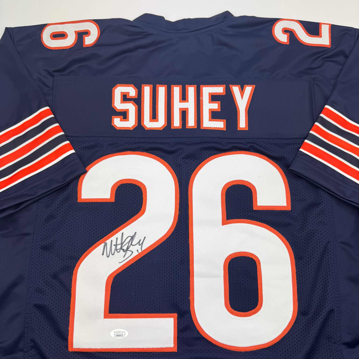 Camiseta de fútbol azul de Chicago autografiada/firmada de Matt Suhey JSA COA