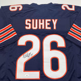 Camiseta de fútbol azul de Chicago autografiada/firmada de Matt Suhey JSA COA