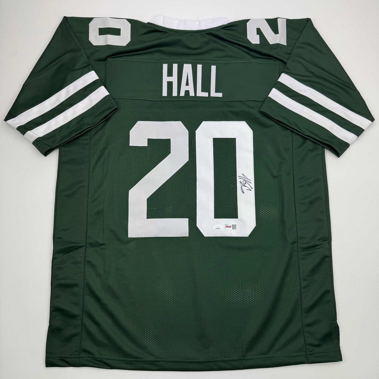 Camiseta de fútbol verde de Nueva York autografiada/firmada por Breece Hall (JSA COA)