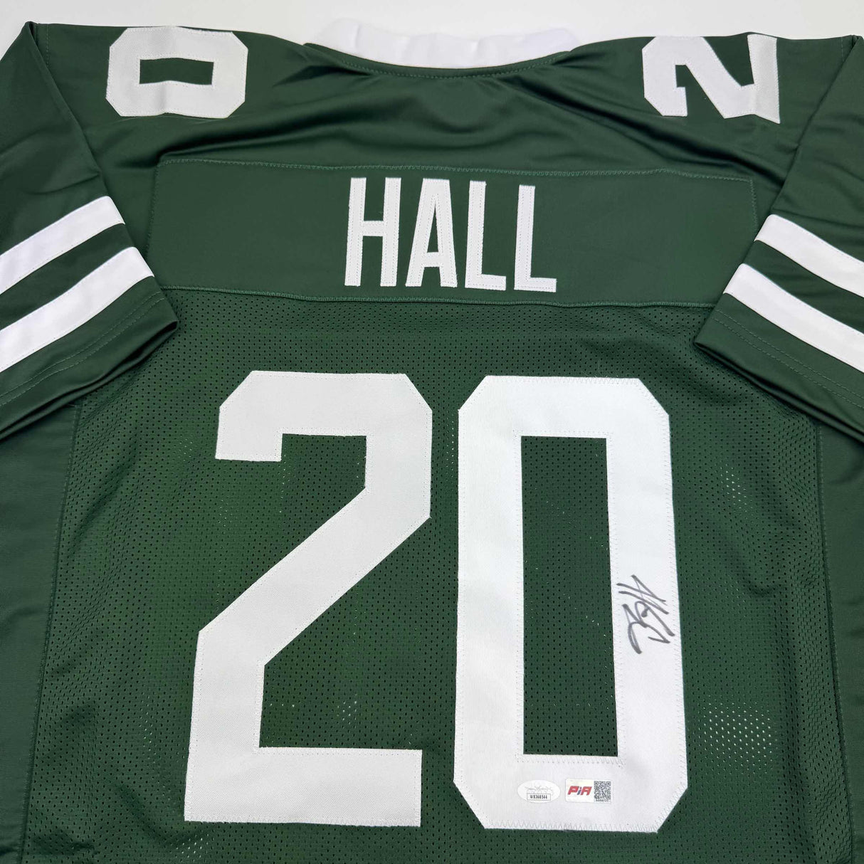 Camiseta de fútbol verde de Nueva York autografiada/firmada por Breece Hall (JSA COA)