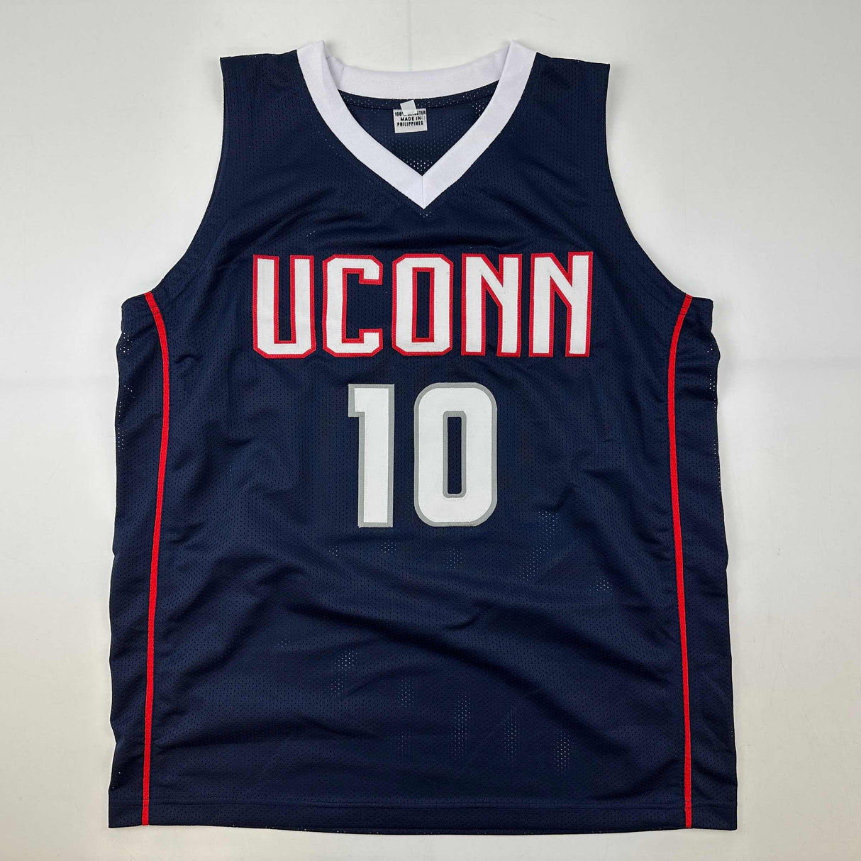 Camiseta de baloncesto universitaria azul de Connecticut de UConn autografiada/firmada por Sue Bird (JSA COA) 