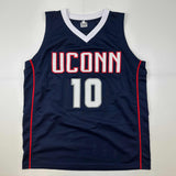 Camiseta de baloncesto universitaria azul de Connecticut de UConn autografiada/firmada por Sue Bird (JSA COA) 