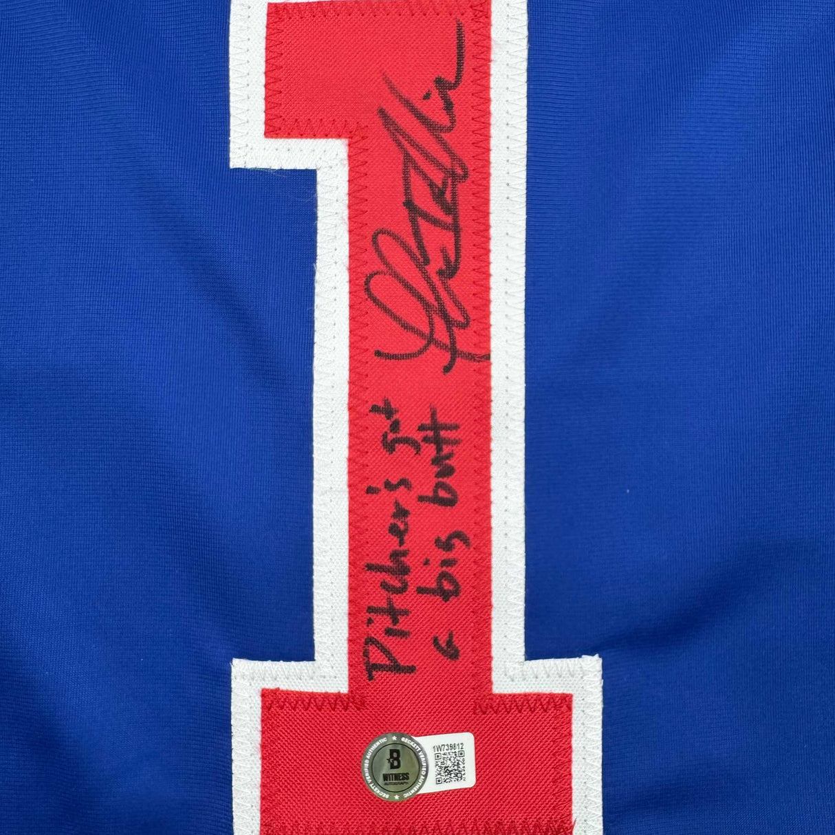 Camiseta de béisbol azul de Chicago, autografiada y firmada por Thomas Ian Nicholas, Novato del Año, Beckett BAS COA