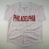 Autographed/Signed Trea Turner Philadelphia Pinstripe Baseball Jersey Beckett BAS COA