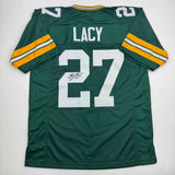 Camiseta de fútbol verde de Green Bay autografiada/firmada por Eddie Lacy JSA COA