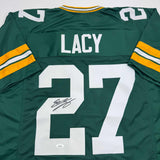 Camiseta de fútbol verde de Green Bay autografiada/firmada por Eddie Lacy JSA COA