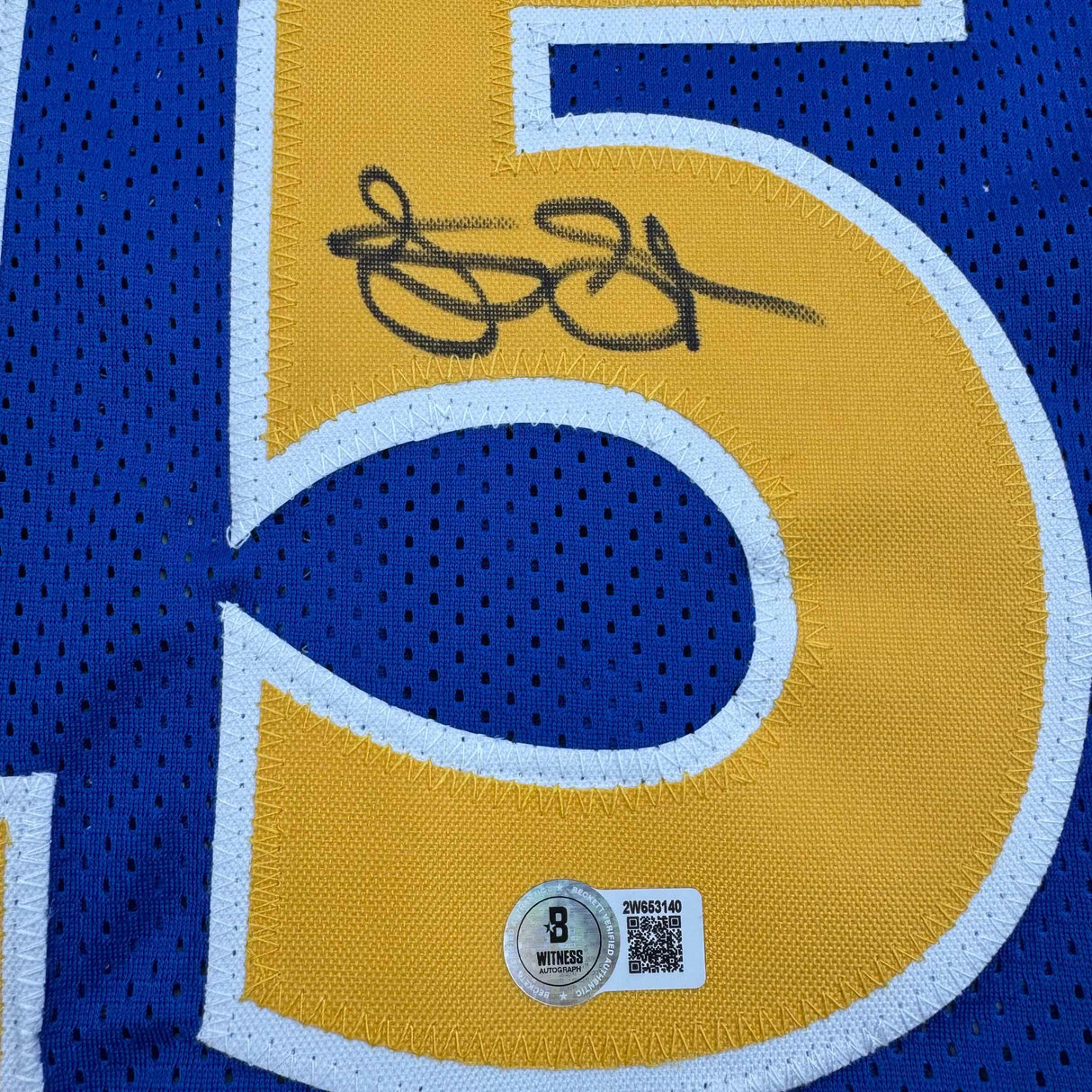Camiseta de baloncesto azul Golden State de Latrell Sprewell autografiada y firmada por Beckett BAS COA
