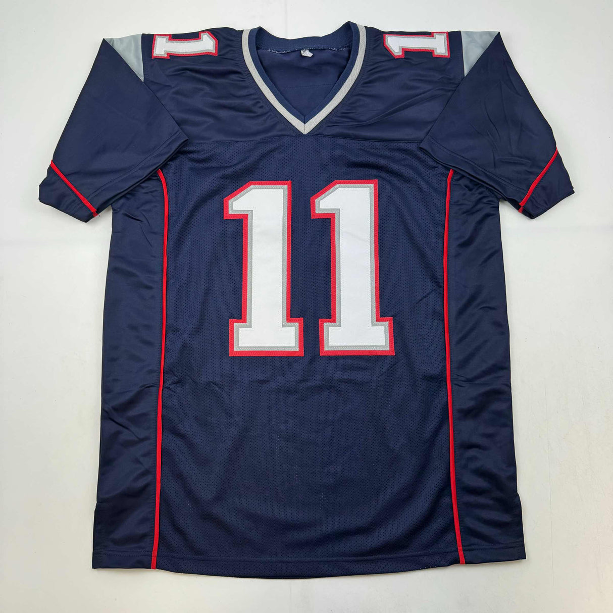 Autographed/Signed Julian Edelman New England Blue Football Jersey JSA COA