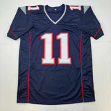 Autographed/Signed Julian Edelman New England Blue Football Jersey JSA COA