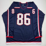 Camiseta de hockey azul Columbus de Kirill Marchenko autografiada/firmada JSA COA