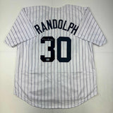 Camiseta de béisbol a rayas de Nueva York autografiada/firmada por Willie Randolph Beckett BAS COA