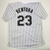 Camiseta de béisbol a rayas de Chicago de Robin Ventura autografiada/firmada Beckett BAS COA