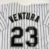 Camiseta de béisbol a rayas de Chicago de Robin Ventura autografiada/firmada Beckett BAS COA