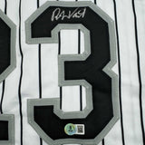 Camiseta de béisbol a rayas de Chicago de Robin Ventura autografiada/firmada Beckett BAS COA