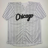 Camiseta de béisbol a rayas de Chicago de Robin Ventura autografiada/firmada Beckett BAS COA